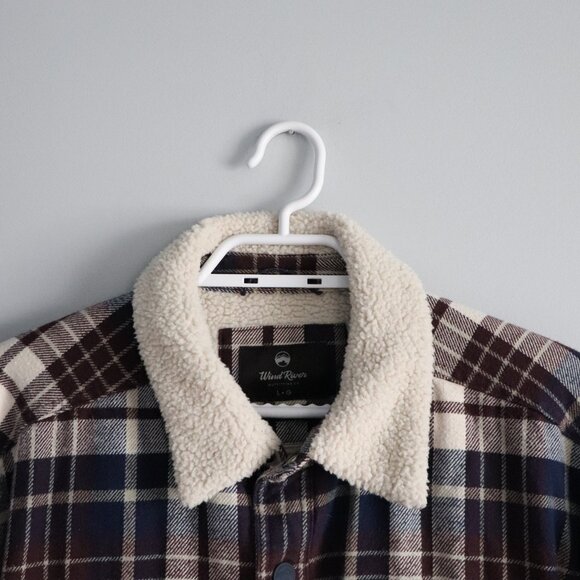 Wind River Men's Sz L HyperDri Sherpa Lined Collared Flannel Elbow Patch Jacket - Picture 4 of 16